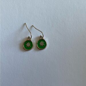 Gold green earrings